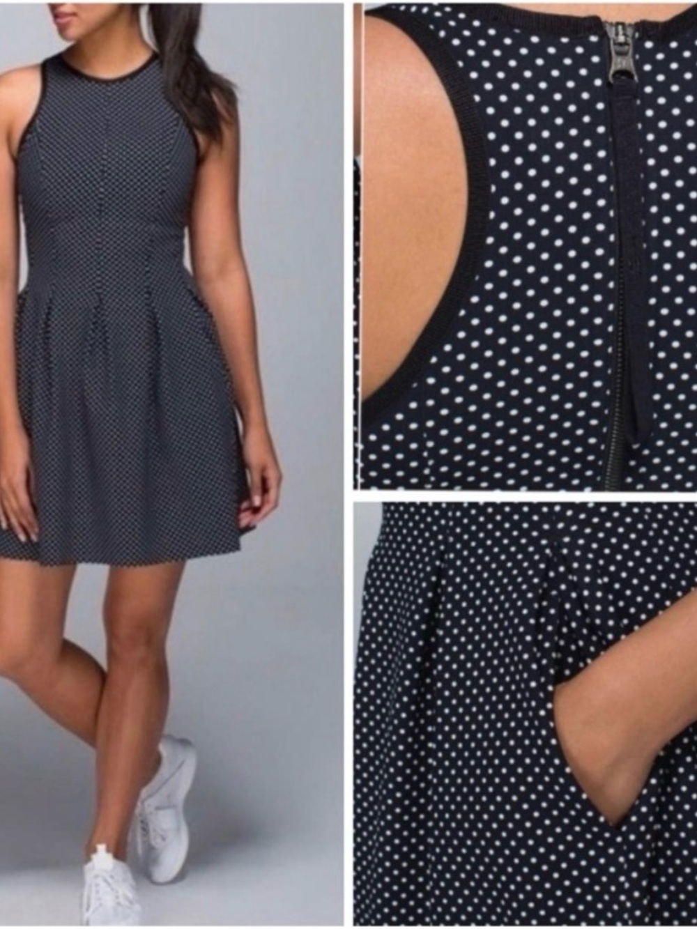 VINTAGE/RARE! Lululemon sz.6 NWOT! Here to there dress 👗 w/pockets. Navy/white